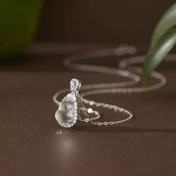 Ожерелье из кварцита и нефрита в форме тыквы с инкрустацией из стерлингового серебра 925 пробы в женском стиле с подвеской из ледяного нефрита, изысканная цепочка на ключицу 925 Silver