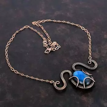 Ожерелье из лабрадорита, ожерелье из медной проволоки, регулируемое ожерелье, ювелирные изделия из лабрадорита, драгоценные камни, медные украшения ручной работы, подарки на годовщину