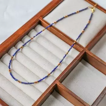 Ожерелье из лазурита, натуральный камень, сверкающий чокер, модные украшения