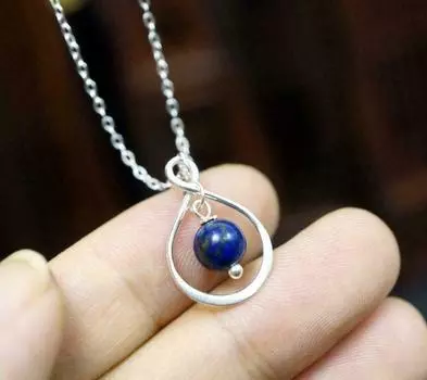 Ожерелье из лазурита ручной работы в форме бесконечности из стерлингового серебра для мамы, жены