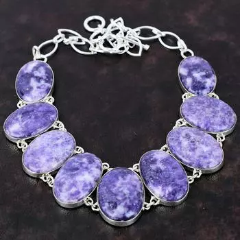 Ожерелье из лепидолита. Удивительное ожерелье из драгоценных камней. Ожерелье из стерлингового серебра 925 пробы. Регулируемая цепочка. Ожерелье. Антикварные ювелирные изделия ручной работы. Подарок для женщин. Adjustable With 18 Inches