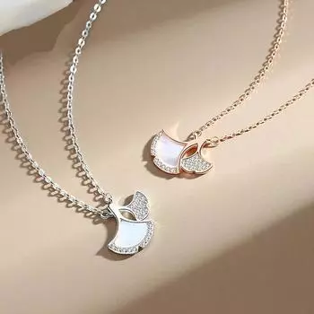 Ожерелье из листьев гинкго S999 чистое серебро Sansheng абрикосовая серебряная ключичная цепочка