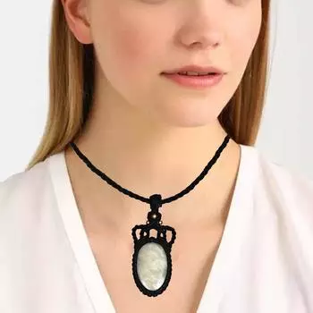 Ожерелье из лунного камня, макраме, ручная работа, натуральный богемский кристалл, радужный лечебный эффект