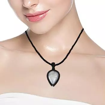 Ожерелье из лунного камня, макраме, ручная работа, натуральный богемский кристалл, радужный лечебный эффект