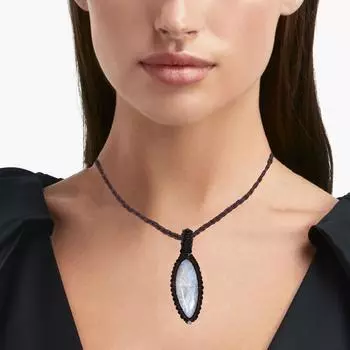 Ожерелье из лунного камня, макраме, ручная работа, натуральный богемский кристалл, радужный лечебный эффект