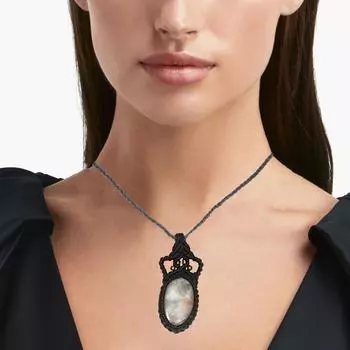 Ожерелье из макраме Sunstone ручной работы из натурального богемского хрусталя, целебное колье