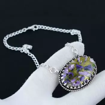 Ожерелье из медного чароита, ювелирное ожерелье из медного чароита, ожерелье из стерлингового серебра 925 пробы для свадебного подарка, ожерелье для женщин для подарков 20