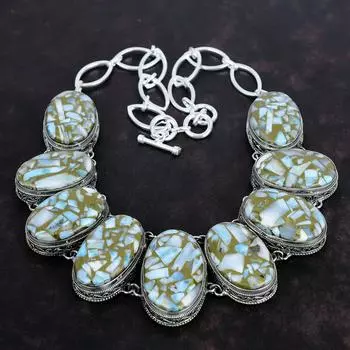 Ожерелье из медного ларимара с драгоценными камнями Красивое винтажное ожерелье из стерлингового серебра 925 пробы Регулируемое ожерелье из цепочки, ювелирные изделия ручной работы для подарка