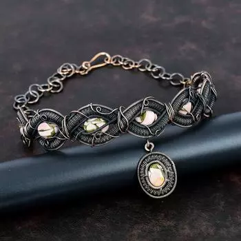 Ожерелье из медного розового опала, ожерелье из медной проволоки, регулируемое ожерелье-цепочка, ожерелье из настоящего драгоценного камня, медные украшения ручной работы, подарок для мамы