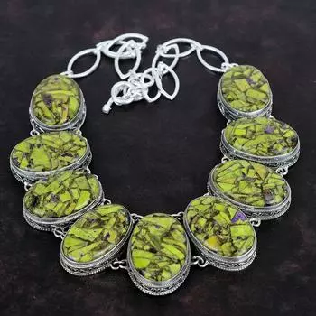 Ожерелье из медного стихтита, старинное ожерелье, ожерелье из стерлингового серебра 925 пробы, регулируемое ожерелье из цепочки, ювелирные изделия ручной работы, подарок на годовщину