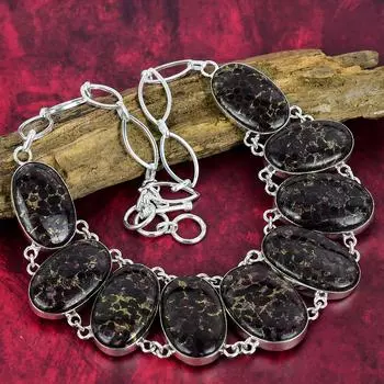 Ожерелье из медного турмалина, ожерелье из чистого серебра 925 пробы с натуральным драгоценным камнем, ювелирные изделия ручной работы, подарок на день рождения и годовщину для мамы Adjustable with 18 inches фиолетовый