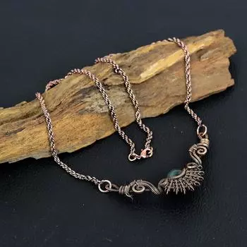 Ожерелье из медных украшений ручной работы из зеленого оникса и драгоценного камня красивое для нее 18 Inches With Adjustable зелёный