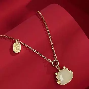 Ожерелье из милого дракона из нефрита Хотан, новый подарок для девочек