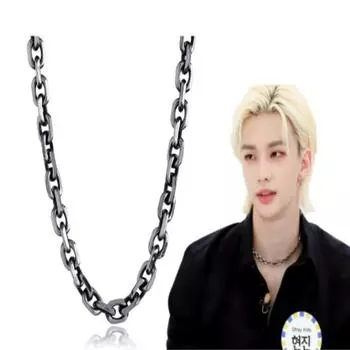 Ожерелье из многослойной цепочки звеньев (Носит Stray Kids Хёнджин) серебряный