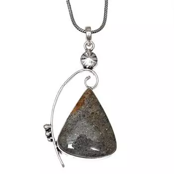 Ожерелье из монтанского агата с драгоценным камнем, серебряное украшение ручной работы 2,5 дюйма