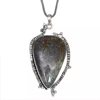 Ожерелье из монтанского агата с драгоценным камнем, серебряное украшение ручной работы 2,5 дюйма