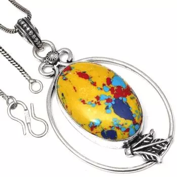 Ожерелье из мозаики из яшмы, драгоценный камень, ручная работа, старинные украшения 2,5 дюйма