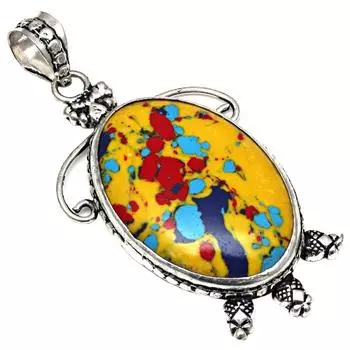 Ожерелье из мозаики из яшмы с драгоценными камнями ручной работы в подарок для нее, ювелирные изделия 2,25 дюйма