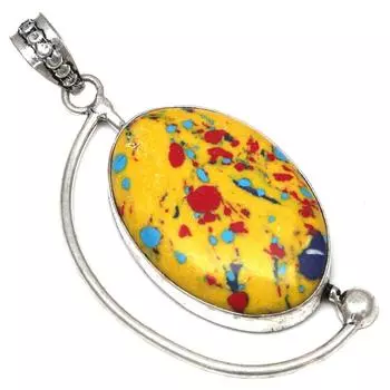 Ожерелье из мозаики из яшмы с драгоценными камнями ручной работы в подарок для нее, ювелирные изделия 2,25 дюйма