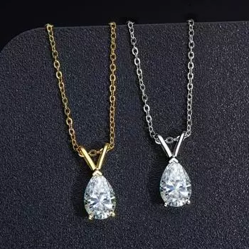 Ожерелье из муассанита 1,5 карата, сертифицированное оригинальное серебро 925 пробы, 18-каратное золото с бриллиантами грушевидной огранки, цепочка-чокер для женщин, ювелирные изделия GRA