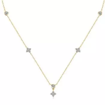 Ожерелье из муассанита с четырьмя листьями розового золота, серебро 925 пробы, желтое/белое золото 18 карат, цепочка-чокер с бриллиантами для женщин, ювелирные изделия Full Moissanite белого золота