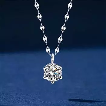 Ожерелье из муассанита, серебряная цепочка для ключицы, легкая роскошная подвеска в форме капли воды 1 carat