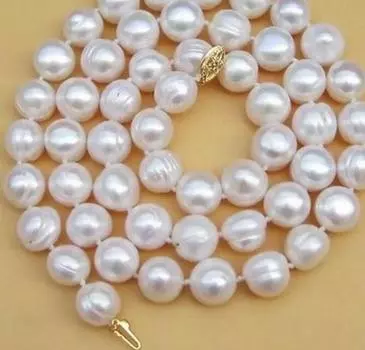 Ожерелье из настоящего классического белого жемчуга Южных морей в стиле барокко диаметром 9–10 мм длиной 18 дюймов