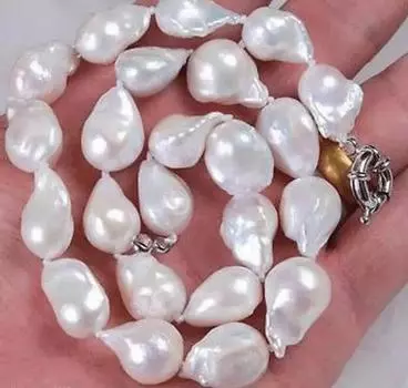 Ожерелье из настоящего натурального белого жемчуга в стиле южного барокко