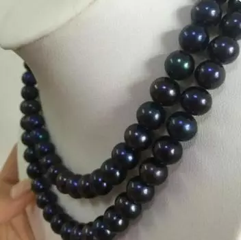 Ожерелье из настоящего таитянского черного жемчуга диаметром 36 дюймов и диаметром 8–9 мм.