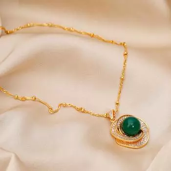 Ожерелье из натурального агата в стиле ретро для женщин, модный цветок, легкая роскошь, нишевый дизайн, изысканное и элитное ощущение, цепочка на ключицу 48cm