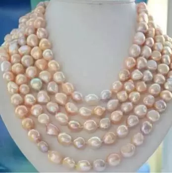 Ожерелье из натурального австралийского золота и розового жемчуга Южных морей диаметром 9–10 мм, 100 дюймов