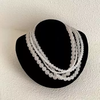 Ожерелье из натурального белого агата с бусинами, женская нишевая ретро-цепочка высокого класса, простая и универсальная, темпераментная, цепочка на ключицу