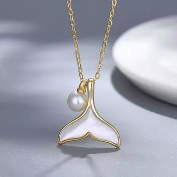 Ожерелье из натурального белого перламутра «Рыбий хвост» для женщин, модная и универсальная белая цепочка на ключицу