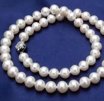 Ожерелье из натурального белого жемчуга диаметром 8-9 мм (18 дюймов)