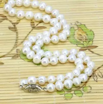 Ожерелье из натурального белого жемчуга диаметром 8–9 мм, культивированного жемчуга, 18 дюймов.