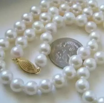Ожерелье из натурального белого жемчуга Южного моря диаметром 9-10 мм, 18 дюймов.