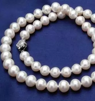 Ожерелье из натурального белого жемчуга диаметром 8-9 мм (18 дюймов)