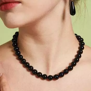 Ожерелье из натурального черного агата, аксессуары для женщин, элитная легкая роскошная нишевая цепочка на ключицу, 2025, новинка