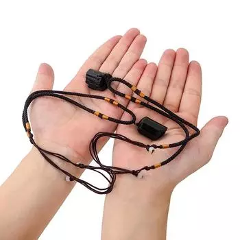 Ожерелье из натурального черного турмалина Подвеска из черного турмалина