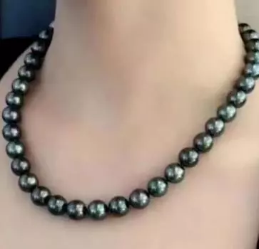 Ожерелье из натурального черного жемчуга Таити 9-10 мм.