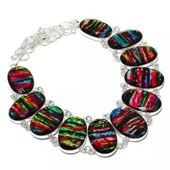 Ожерелье из натурального дихроичного стекла с драгоценными камнями из стерлингового серебра 925 пробы 18 дюймов j9r34