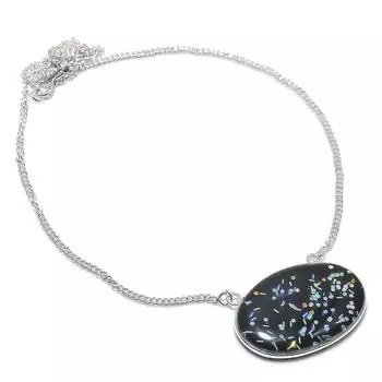 Ожерелье из натурального дихроичного стекла с драгоценными камнями из стерлингового серебра 925 пробы 18 дюймов g9T37