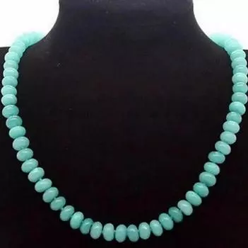 Ожерелье из натурального драгоценного камня Rondelle с синим аквамарином размером 5x8 мм, 18 дюймов