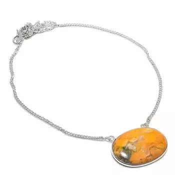 Ожерелье из натурального драгоценного камня яшмы шмеля из стерлингового серебра 925 пробы 18 дюймов s2D84