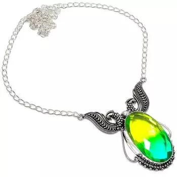 Ожерелье из натурального двухцветного турмалина из стерлингового серебра 925 пробы 18 дюймов l2d77