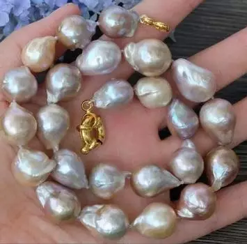 Ожерелье из натурального фиолетового жемчуга с ядром пламени в стиле барокко диаметром 12–15 мм