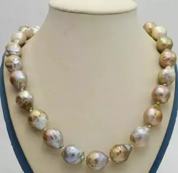 Ожерелье из натурального фиолетового жемчуга Южных морей в стиле барокко длиной 18 дюймов