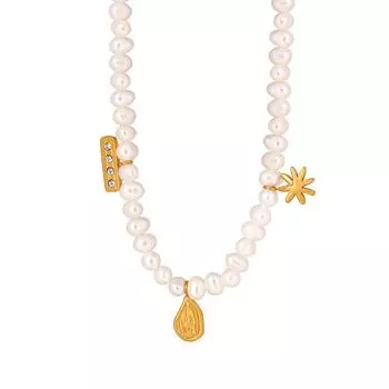 Ожерелье из натурального французского пресноводного жемчуга в стиле барокко для вдовствующей императрицы с разносторонним темпераментом, цепочка на ключицу из титановой стали