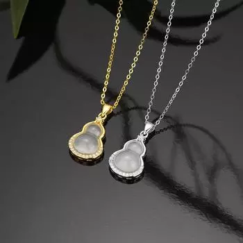 Ожерелье из натурального халцедона в форме тыквы из стерлингового серебра 925 пробы для женщин, легкое, роскошное, с цепочкой на ключицу, универсальное, в античном стиле 925 silver