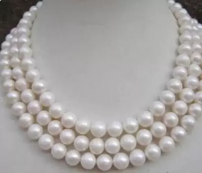 ОЖЕРЕЛЬЕ ИЗ НАТУРАЛЬНОГО ИДЕАЛЬНОГО КРУГЛОГО БЕЛОГО ЖЕМЧУГА ЮЖНОГО МОРЯ 8-9 мм 50 ДЮЙМОВ